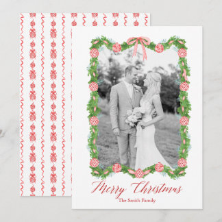 Rode Chinoiserie Ornament Garland Grandmillenial Feestdagenkaart