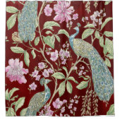 Rode Chinoiserie pauw bloemig Douchegordijn (Voorkant)