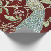 Rode Chinoiserie pauwenbloem elegante decoupage Cadeaupapier (Hoek)