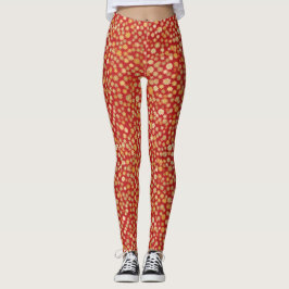 Rode Chiyogami bloemmotief Leggings
