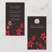 Rode Choc Tropische Floral Verticaal Visitekaartje (Voorkant / Achterkant)