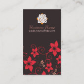 Rode Choc Tropische Floral Verticaal Visitekaartje (Achterkant)