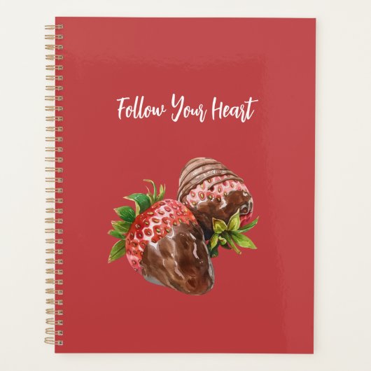Rode chocolade aardbeien planner (Voorkant)