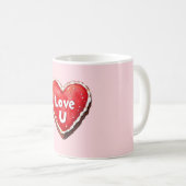 Rode chocolade hart Love U cake Koffiemok (Voorkant rechts)
