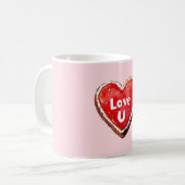 Rode chocolade hart Love U cake Koffiemok (Voorkant links)