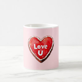 Rode chocolade hart Love U cake Koffiemok
