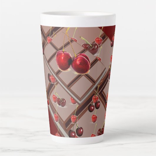 Rode chocolade kersen latte mok (Voorkant)