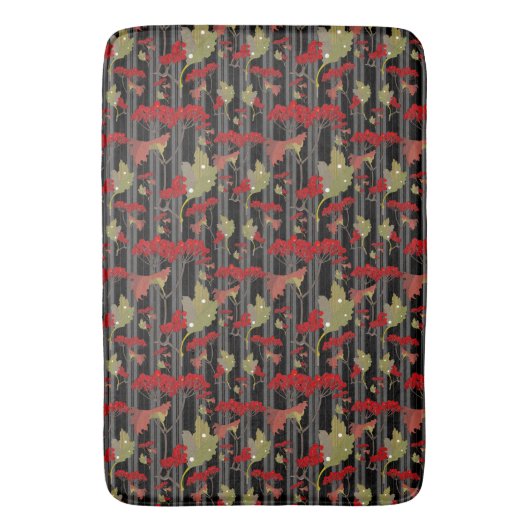 Rode Chokeberry Botanische Bessen Strepen Badmat (Voorkant Verticaal)