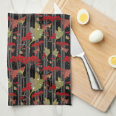 Rode Chokeberry Botanische Bessen Strepen Theedoek (Quarter Fold)