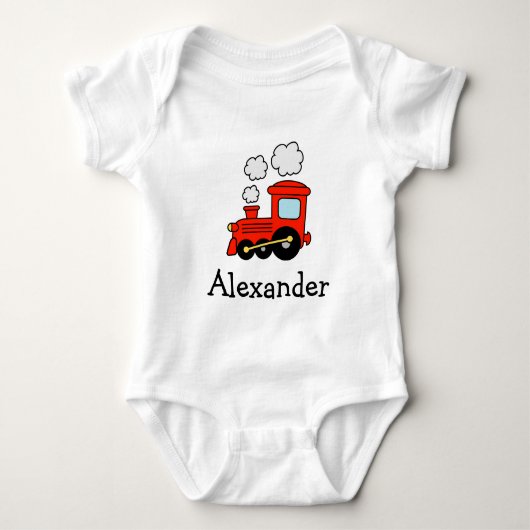 Rode choo choo-trein speelgoed overall voor jongen romper (Voorkant)