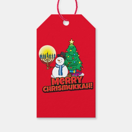 Rode Chrismukkah Gift Labels Cadeaulabel (Voorkant)