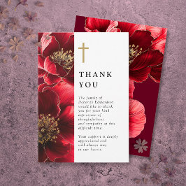 Rode Christelijke Bloemenviering van het Leven Bedankkaart
