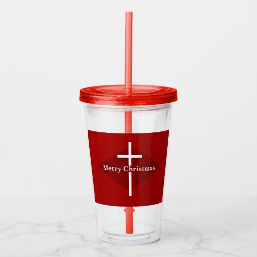 Rode Christelijke Kerstmis Acryl Drinkbeker (Voorkant)