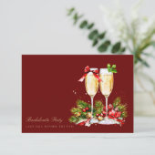 Rode Christmas Decor Bachelorette Party Kaart (Staand voorkant)