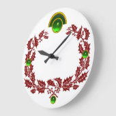 RODE CHRISTMAS, GEDEELD MET HOLLY BERRIES, EMERALD GROTE KLOK (Hoek)