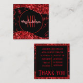 RODE CHRISTMAS MARBLE EN SHIMMER CUSTOM MONOGRAM VIERKANTE VISITEKAARTJE (Voorkant / Achterkant)