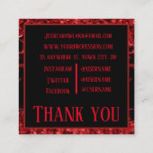 RODE CHRISTMAS MARBLE EN SHIMMER CUSTOM MONOGRAM VIERKANTE VISITEKAARTJE (Achterkant)