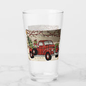 ***RODE CHRISTMAS PICKUP TRUCK** GLAS (Achterkant)