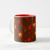 Rode Christmas Two-Tone Coffee Mok – Classic Gift (Voorkant links)