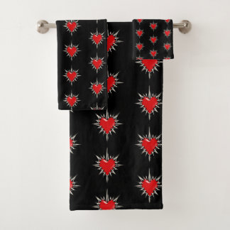 Rode Chrome Gepunte Hart Sigil Handdoekenset Bad Handdoek