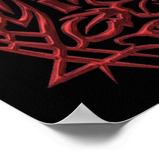 Rode Chrome Oriental Tribal Tattoo Poster (Hoek)