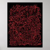Rode Chrome Oriental Tribal Tattoo Poster (Voorkant)