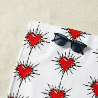 Rode Chrome Stalen Hart Sigil Strandhanddoek Strandlaken