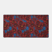 Rode chrysanthemum-bloemen en oranje kevers bureaumat (Voorkant)