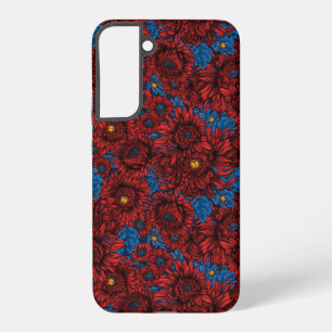 Rode chrysanthemum-bloemen en oranje kevers samsung galaxy hoesje