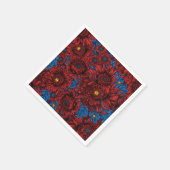 Rode chrysanthemum-bloemen en oranje kevers servet (Hoek)