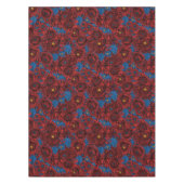 Rode chrysanthemum-bloemen en oranje kevers tafelkleed (Voorkant)