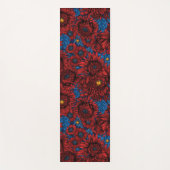 Rode chrysanthemum-bloemen en oranje kevers yogamat (Voorkant)