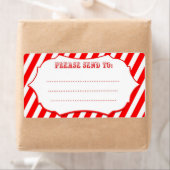 Rode Circus Stripe Verzendlabels Etiket (Insitu)