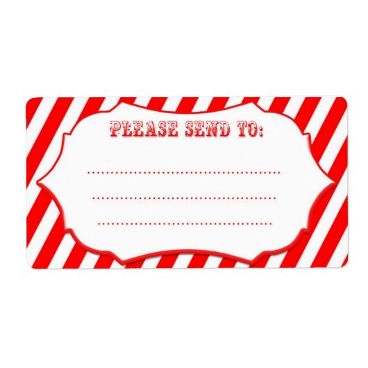 Rode Circus Stripe Verzendlabels Etiket (Voorkant)