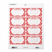 Rode Circus Stripe Verzendlabels Etiket (Full Sheet)