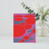 rode cirkel en donkerblauwe paarse abstracte kunst briefkaart (Staand voorkant)