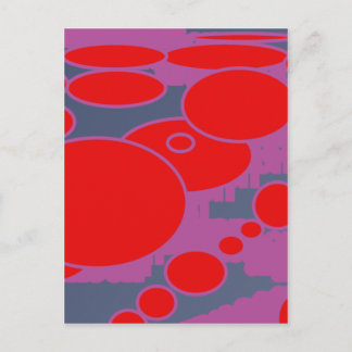 rode cirkel en donkerblauwe paarse abstracte kunst briefkaart