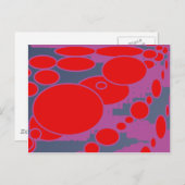 rode cirkel en donkerblauwe paarse abstracte kunst briefkaart (Voorkant / Achterkant)
