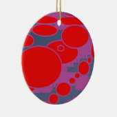 rode cirkel en donkerblauwe paarse abstracte kunst keramisch ornament (Rechts)