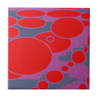 rode cirkel en donkerblauwe paarse abstracte kunst tegeltje