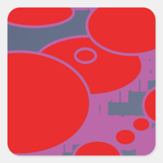 rode cirkel en donkerblauwe paarse abstracte kunst vierkante sticker