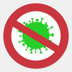 Rode Cirkel Geen virus met groene kiem Ronde Sticker