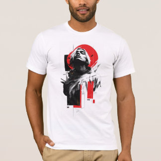 Rode Cirkel Glitch Portret T-shirt