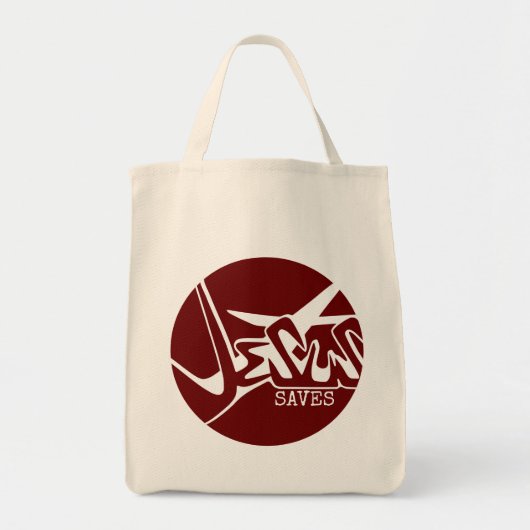Rode Cirkel Het Kruis Jezus Redt Graffiti Tote Bag (Voorkant)