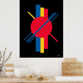 Rode cirkel met blauwe en gele balken Bauhaus Poster (Keuken)