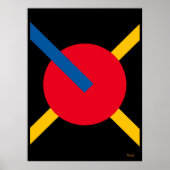 Rode cirkel met blauwe en gele balken Bauhaus Poster (Voorkant)