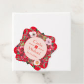 Rode cirkel met een moderne Chinese bruiloft Bedankjes Labels (In situ)