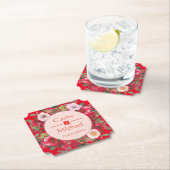 Rode cirkel met een moderne Chinese bruiloft Kartonnen Onderzetters (Insitu)