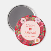 Rode cirkel met een moderne Chinese bruiloft Magneet (Voorkant / Achterkant)