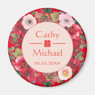 Rode cirkel met een moderne Chinese bruiloft Magneet